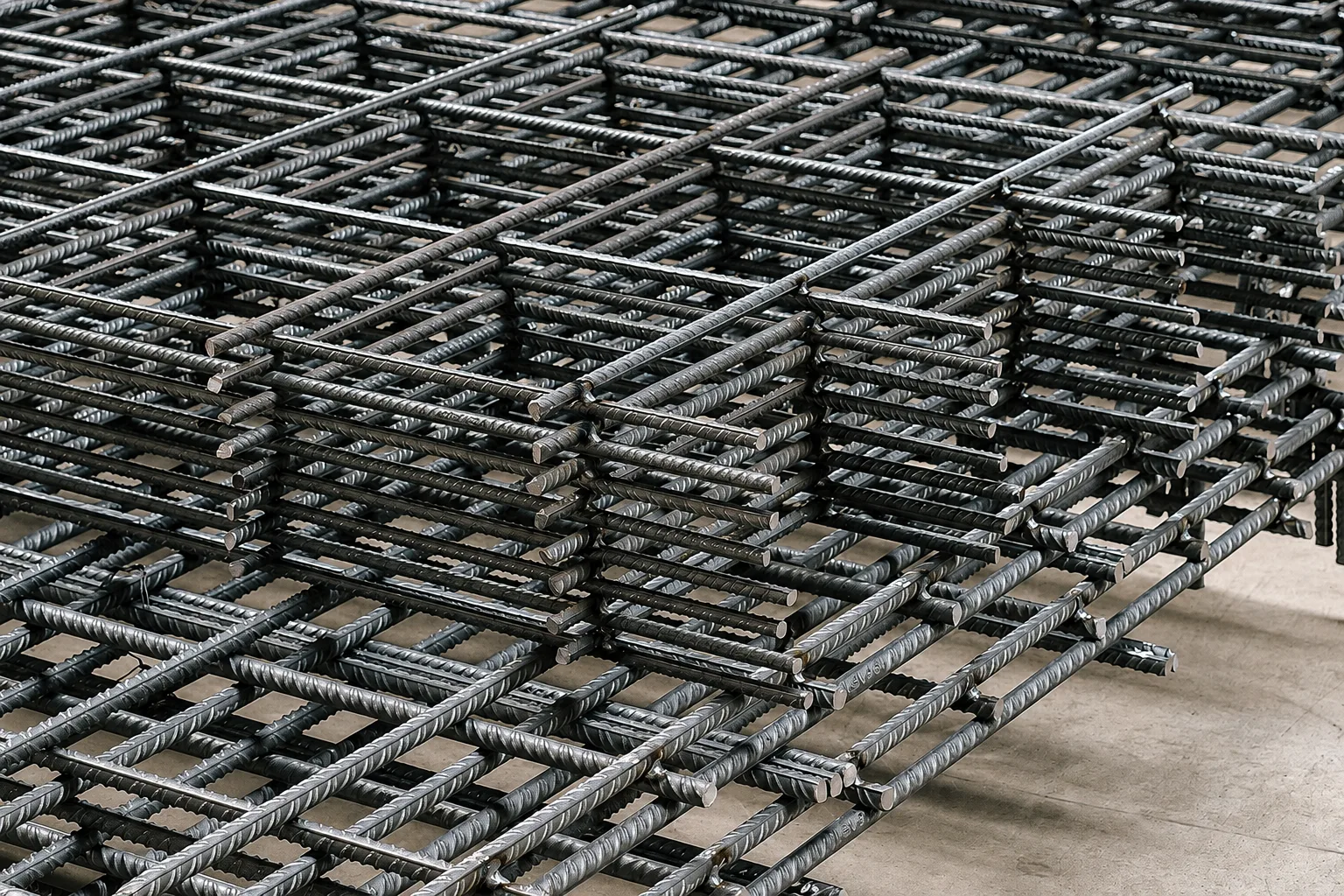 Malla de hierro soldada apilada en planta de Favipret